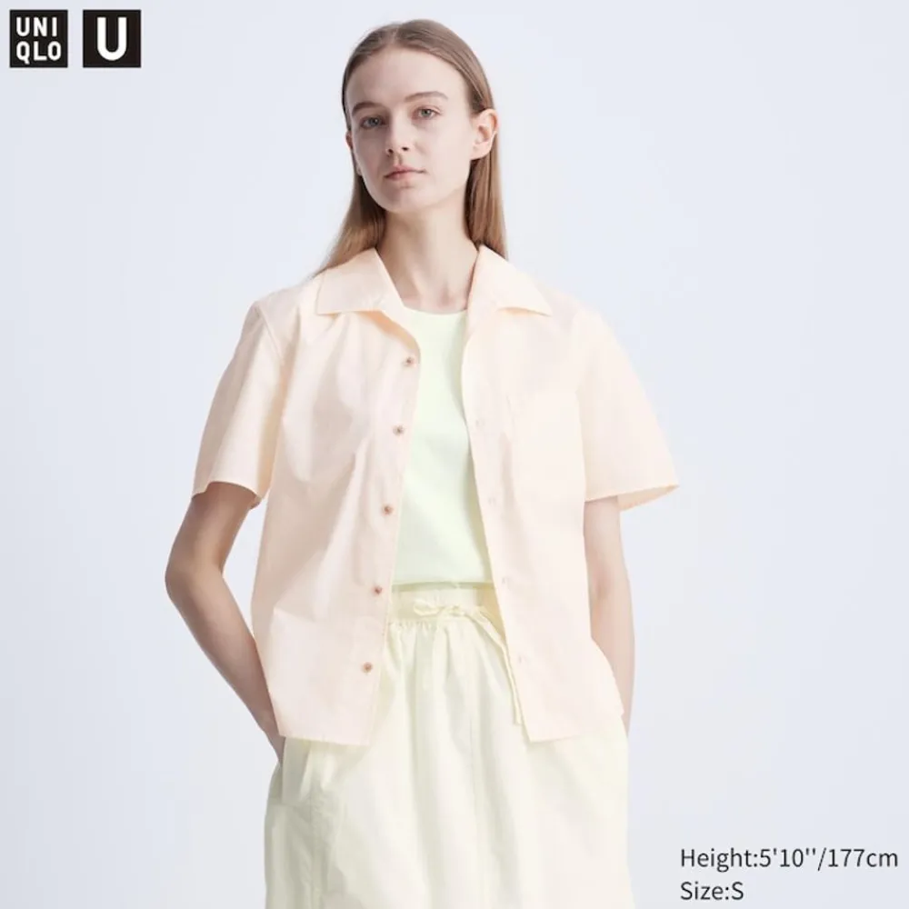 Hemden & Blusen*UNIQLO Kurzarm Bluse Mit Weitem Kragen