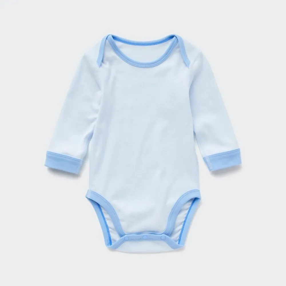 Strampler & Bodys*UNIQLO Langarm Body (Colourblock) Hellblau