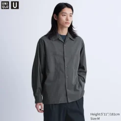 Hemden*UNIQLO Langarm Hemd Mit Offenem Kragen