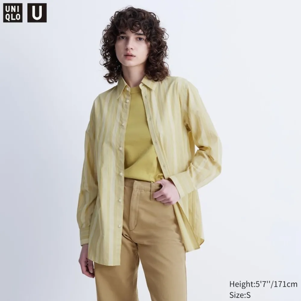 Hemden & Blusen*UNIQLO Lange Gestreifte Langarm Bluse (Relaxed Fit)