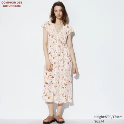 Kleider, Jumpsuits & Overalls*UNIQLO Langes Gemustertes Armelloses Viskose Kurzarm Kleid