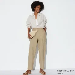 Hosen, Leggings & Jogginghosen*UNIQLO Leinen Baumwolle Hose (Tapered Fit, Lang)