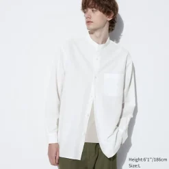 Hemden*UNIQLO Leinen Baumwolle Langarm Hemd Mit Stehkragen