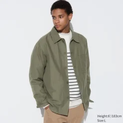 Mäntel, Jacken, Parka & Westen*UNIQLO Leinenmix Langarm Hemd