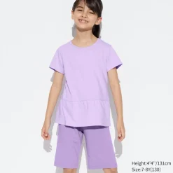 Pyjamas*UNIQLO Madchen Airism Baumwolle Kurzarm Lounge Set