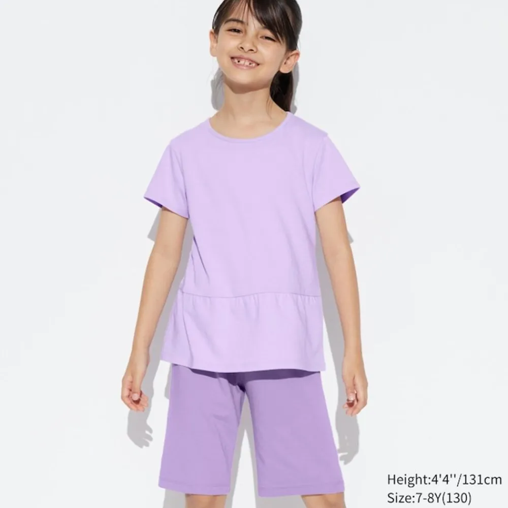 Pyjamas*UNIQLO Madchen Airism Baumwolle Kurzarm Lounge Set