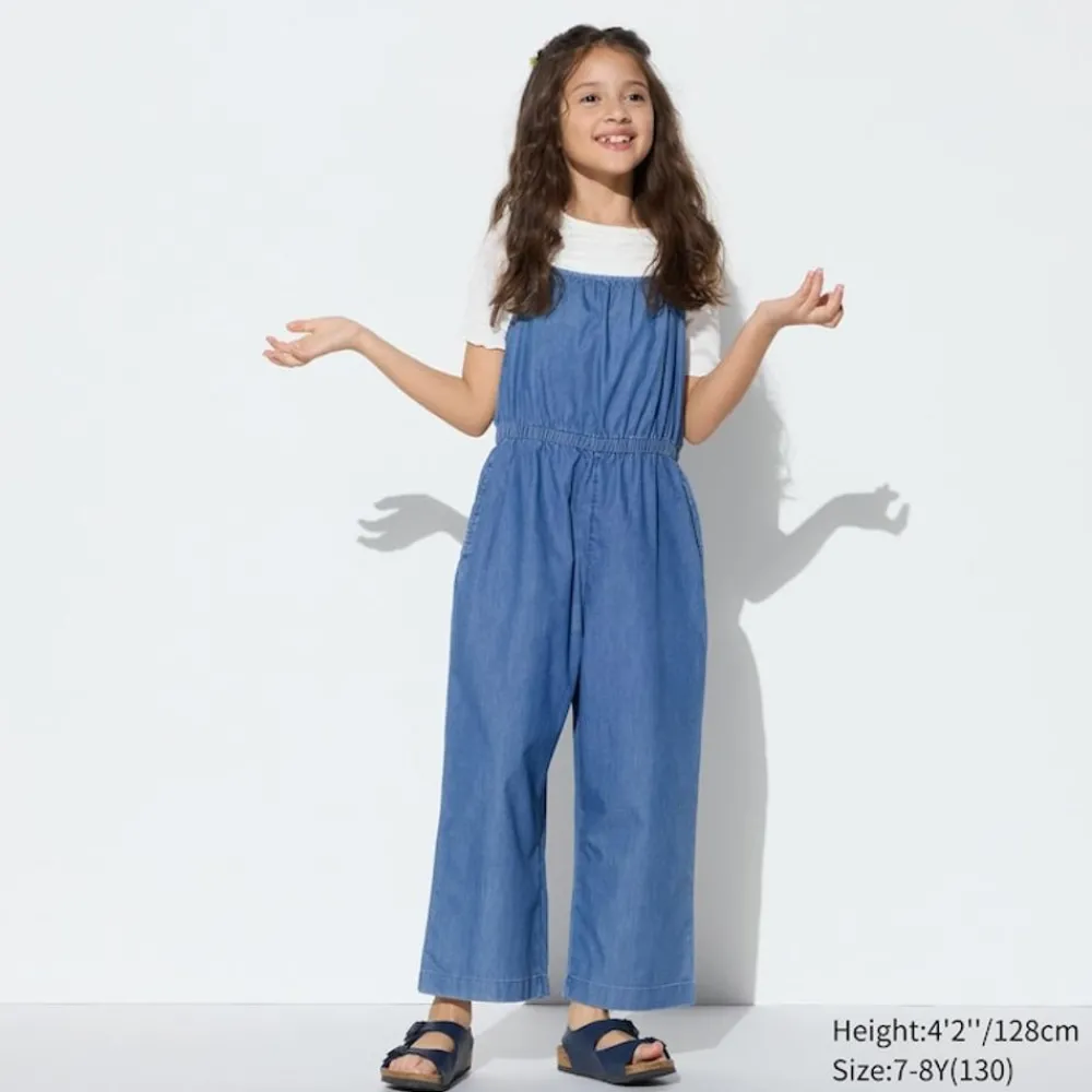 Kleider & Jumpsuits*UNIQLO Madchen Chambray Jumpsuit Blau