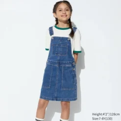 Kleider & Jumpsuits*UNIQLO Madchen Denim Latzkleid Blau