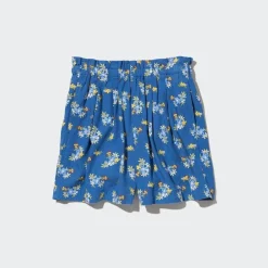 Röcke & Shorts*UNIQLO Madchen Gemusterte Leinenmix Easy Shorts Blau