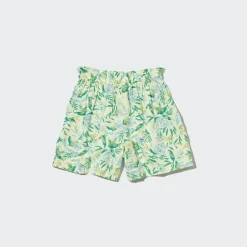 Hosen, Jogginghosen & Leggings*UNIQLO Madchen Gemusterte Leinenmix Easy Shorts Cremefarbig