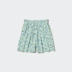 Hosen, Jogginghosen & Leggings*UNIQLO Madchen Gemusterte Leinenmix Easy Shorts Grun