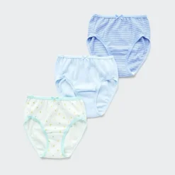 Bhs & Unterwäsche*UNIQLO Madchen Gemusterter Slip (3Er-Set) Hellgrun