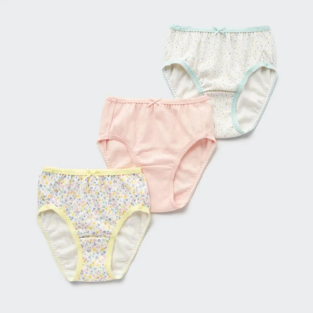 Bhs & Unterwäsche*UNIQLO Madchen Gemusterter Slip (3Er-Set) Grauweis