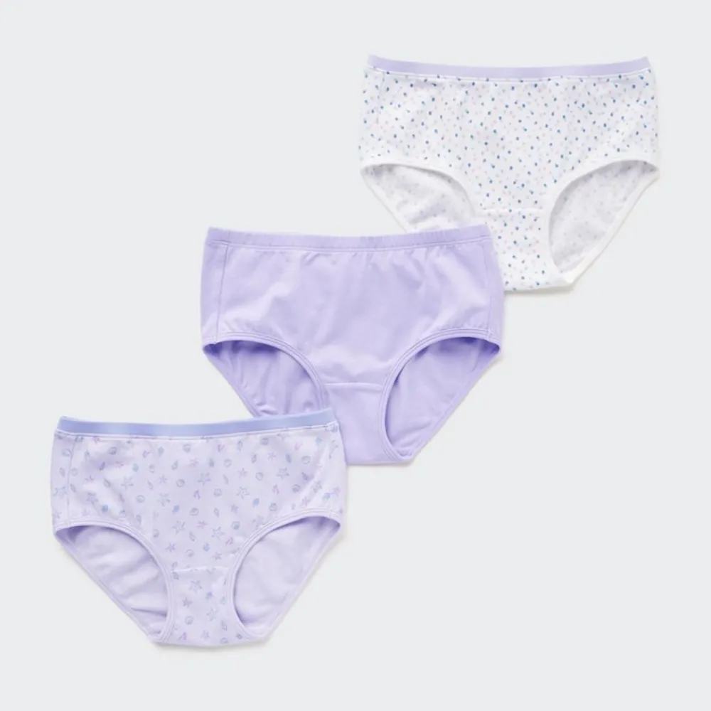 Bhs & Unterwäsche*UNIQLO Madchen Gemusterter Slip Mit Niedrigem Bund (3Er-Set) Lila