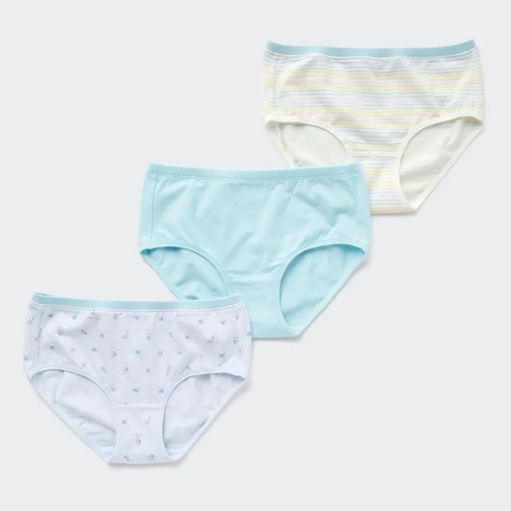 Bhs & Unterwäsche*UNIQLO Madchen Gemusterter Slip Mit Niedrigem Bund (3Er-Set) Hellgrun
