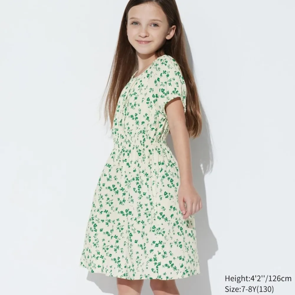 Kleider & Jumpsuits*UNIQLO Madchen Gemustertes Viskose Kurzarm Kleid