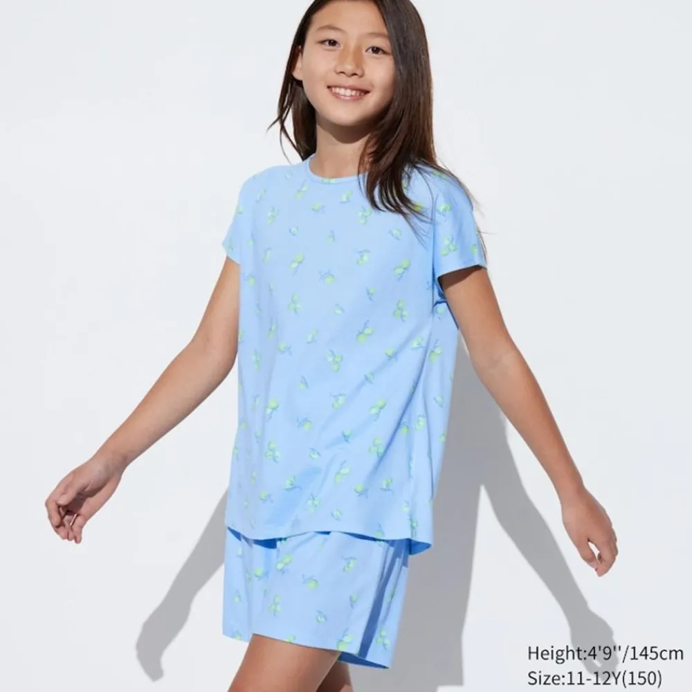 Airism Kuhlender Komfort*UNIQLO Madchen Gestreiftes Airism Baumwolle Kurzarm Lounge Set