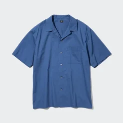 Hemden*UNIQLO Modal Baumwolle Kurzarm Hemd Mit Offenem Kragen