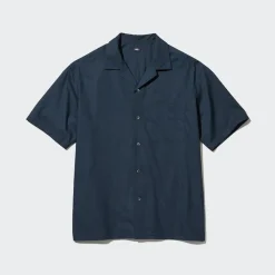 Hemden*UNIQLO Modal Baumwolle Kurzarm Hemd Mit Offenem Kragen