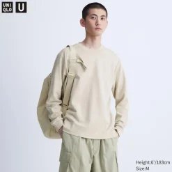 T-Shirts & Oberteile*UNIQLO Oversized Airism Baumwolle Langarmshirt