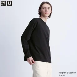 T-Shirts & Oberteile*UNIQLO Oversized Airism Baumwolle Langarmshirt
