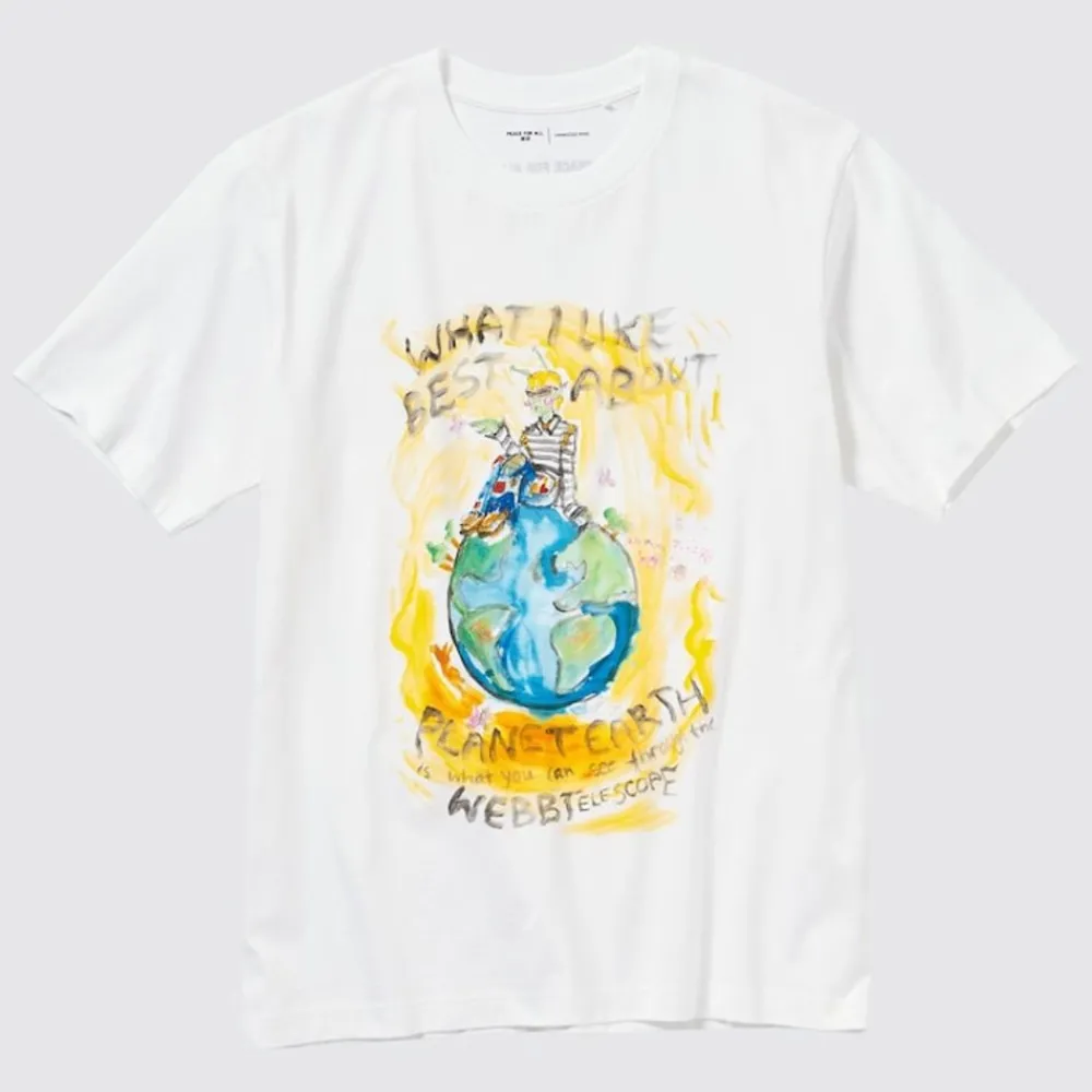 T-Shirts & Oberteile*UNIQLO Peace For All Bedrucktes T-Shirt (Francesco Risso) Weis