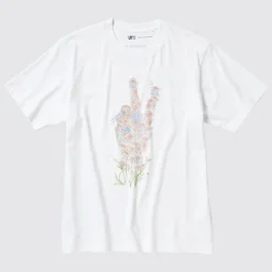 T-Shirts & Oberteile*UNIQLO Peace For All Bedrucktes T-Shirt (Jonathan Anderson) Weis