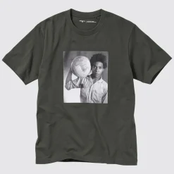 T-Shirts & Oberteile*UNIQLO Peace For All Bedrucktes T-Shirt (Jean-Michel Basquiat / Christopher Makos) Dunkelgrau