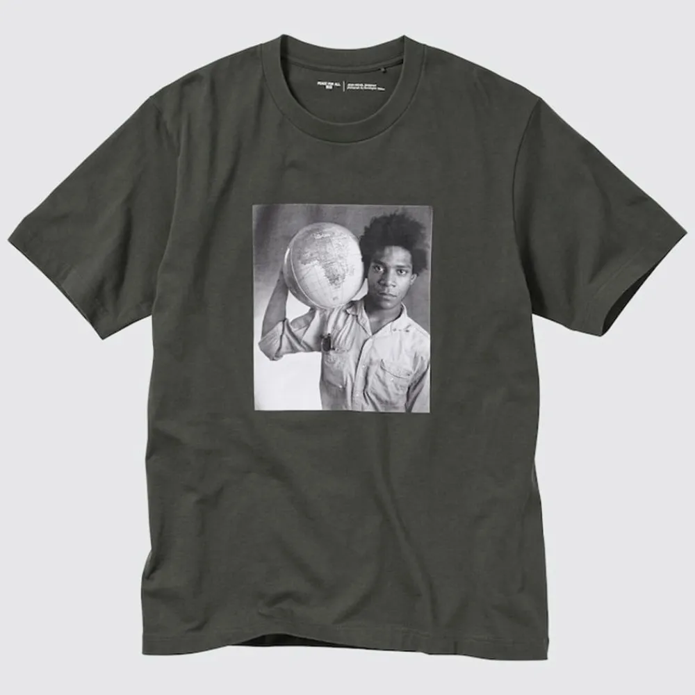 T-Shirts & Oberteile*UNIQLO Peace For All Bedrucktes T-Shirt (Jean-Michel Basquiat / Christopher Makos) Dunkelgrau