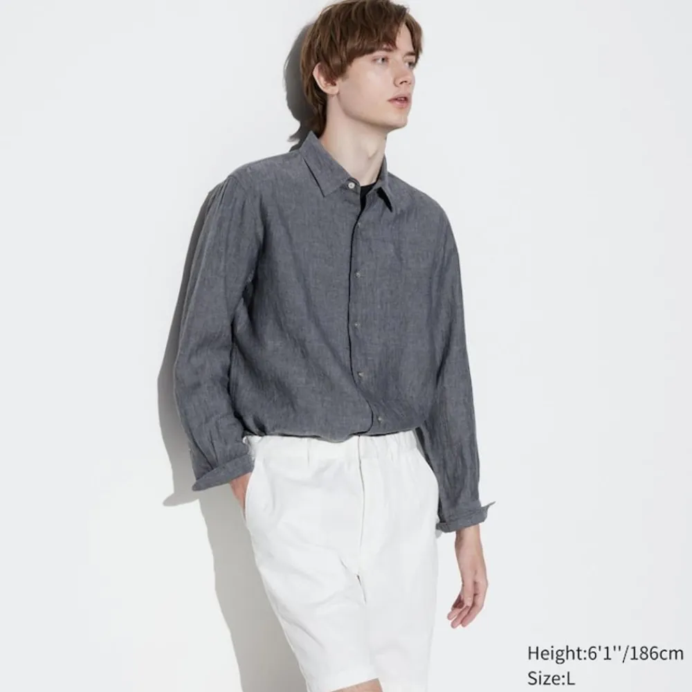 Hemden*UNIQLO 100 % Premium Leinen Langarm Hemd