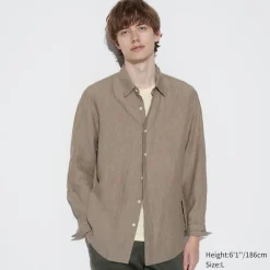 Hemden*UNIQLO 100 % Premium Leinen Langarm Hemd