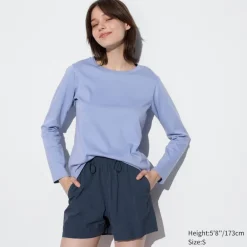 T-Shirts & Oberteile*UNIQLO Sanftes Stretch Baumwolle Langarmshirt