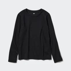 T-Shirts & Oberteile*UNIQLO Sanftes Stretch Baumwolle Langarmshirt