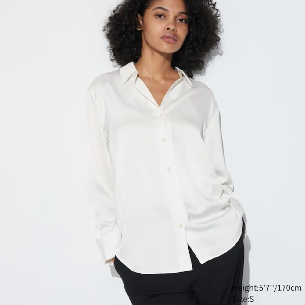 Hemden & Blusen*UNIQLO Satin Langarm Bluse