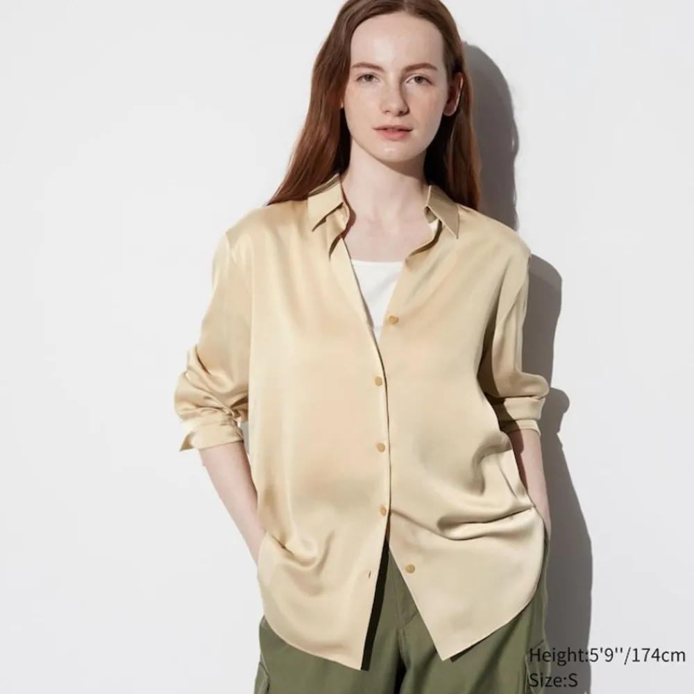Hemden & Blusen*UNIQLO Satin Langarm Bluse