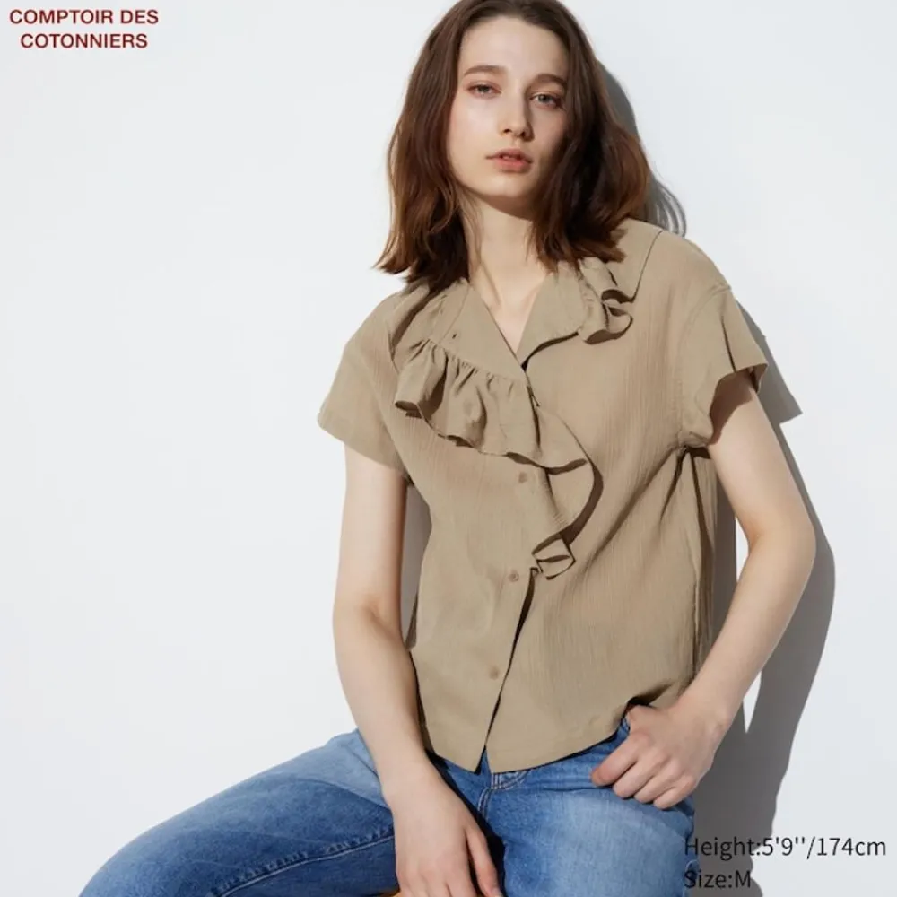 Hemden & Blusen*UNIQLO Transparente Baumwolle Kurzarm Bluse