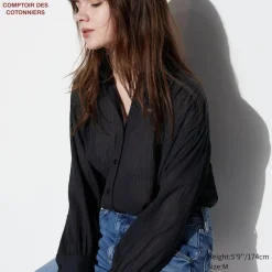 Hemden & Blusen*UNIQLO Transparente Baumwolle Langarm Bluse
