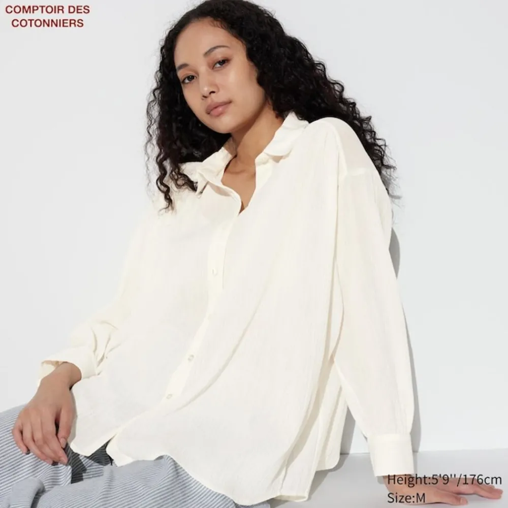 Hemden & Blusen*UNIQLO Transparente Baumwolle Langarm Bluse