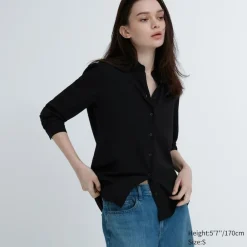 Hemden & Blusen*UNIQLO Viskose Bluse Schwarz