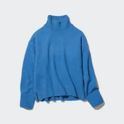Pullover & Strickjacken*UNIQLO Weicher Souffle Strickpullover Mit Hohem Kragen Blau